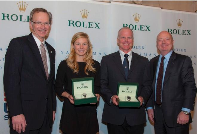 US Sailing President Tom Hubbell, Rolex Yachtswoman of the Year Stephanie Roble, Rolex Yachtsman of the Year Terry Hutchinson and Stewart Wicht, President & CEO of Rolex Watch USA - US Sailing ©  Rolex/Daniel Forster http://www.regattanews.com